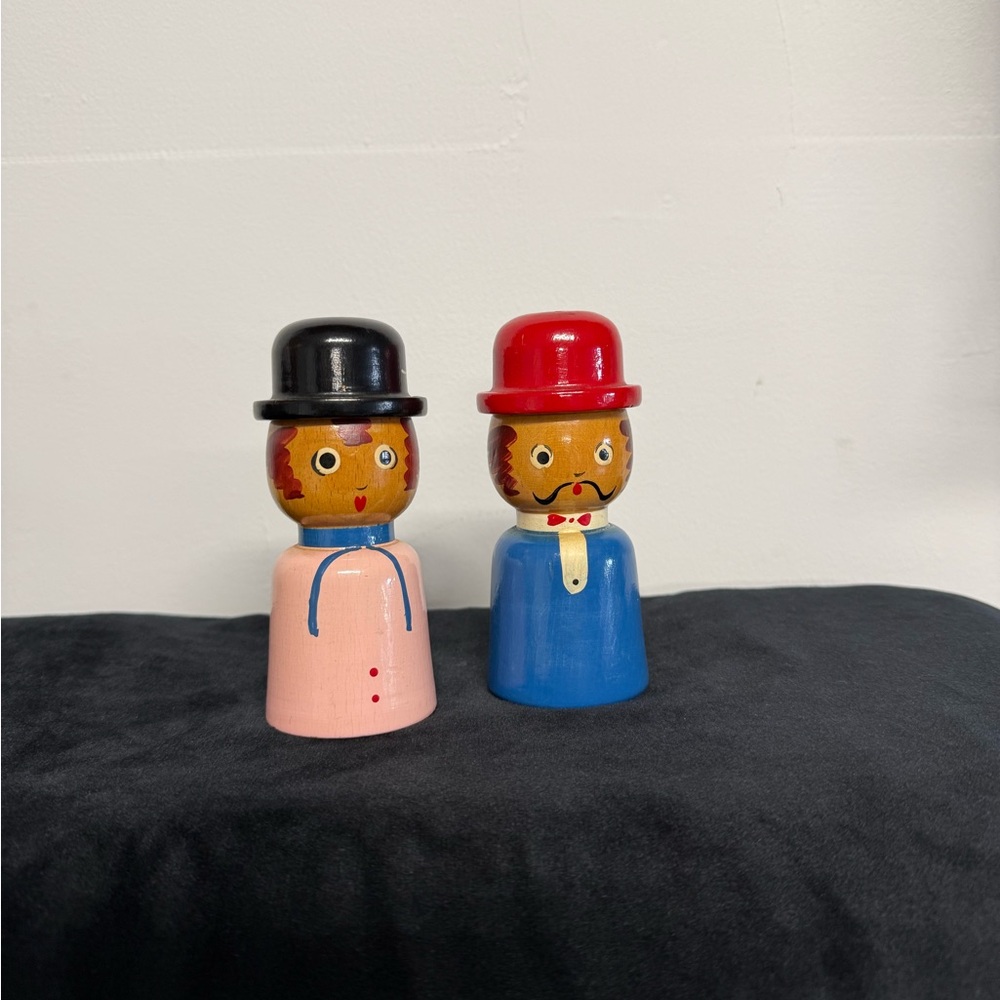 Vintage Hand-Painted Wooden Made in Japan Salt & Pepper Shakers